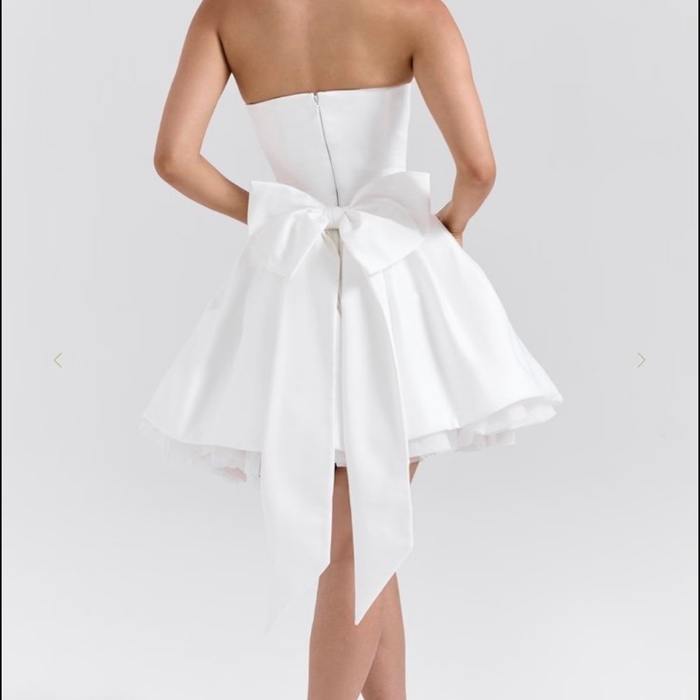 House of CB Strapless White Dress with Bow Noelle dress - Picture 7 of 10